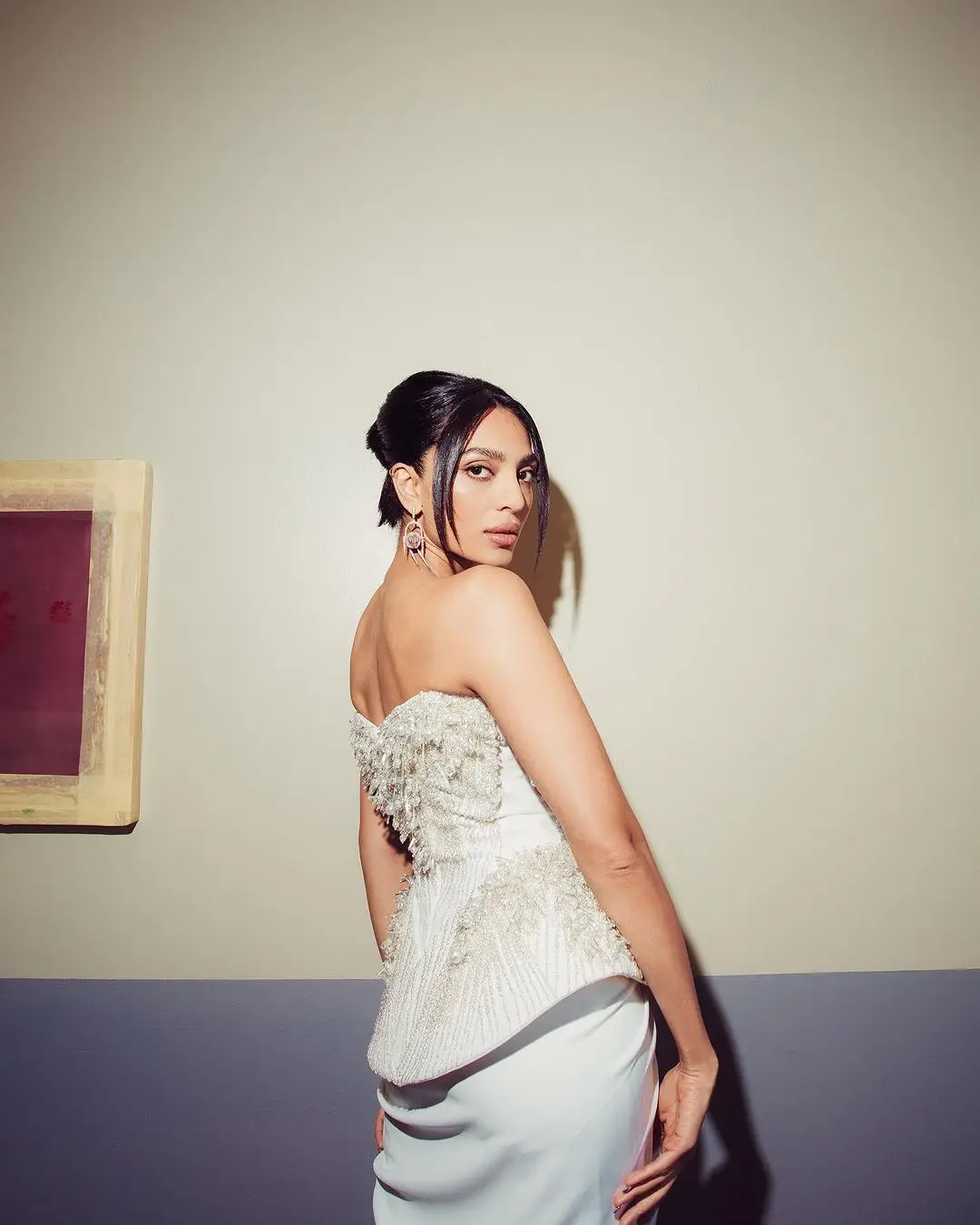 Sobhita Dhulipala Photos in Sleeveless White Gown